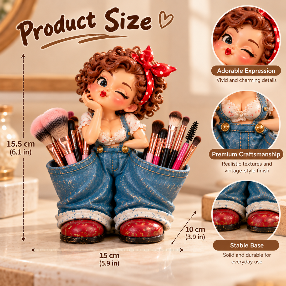 💕🧺 Vintage Pocket Girl – Adorable Desk Organizer & Charming Home Decor ✨
