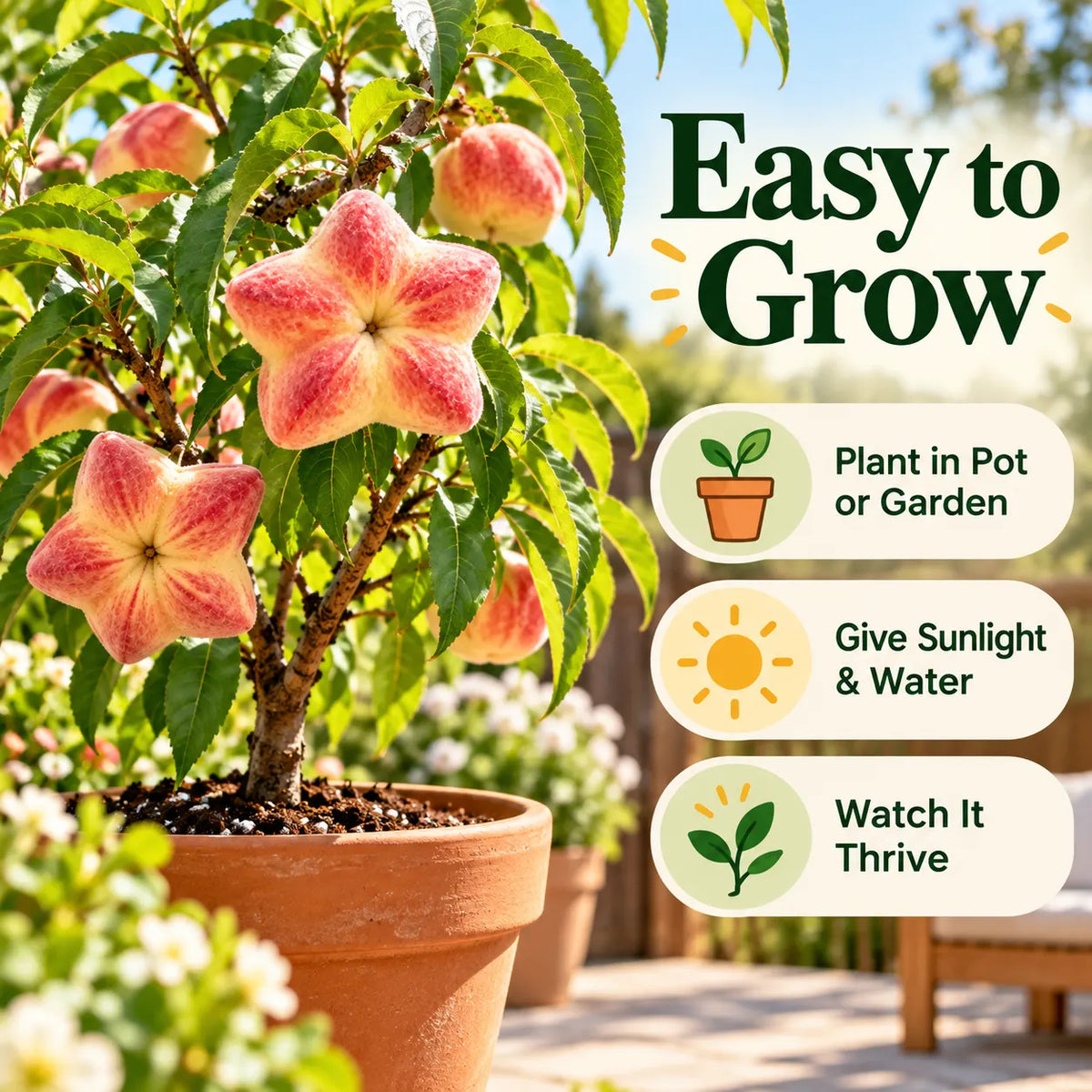 🍑 Rare Starburst Peach Bulbs – Grow Amazing Star-Shaped Peaches! ⭐
