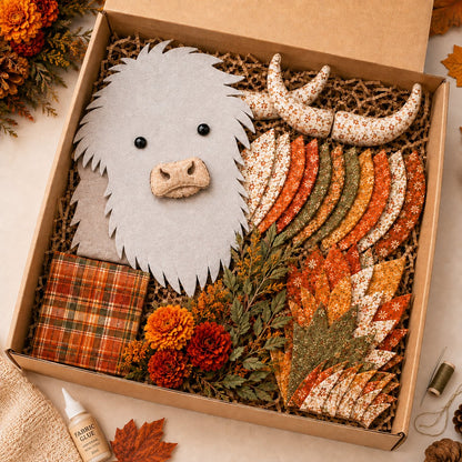 🐮💐 Blooming Highland™ | Birth Flower 3D Fabric Art DIY Kit – Beginner Friendly
