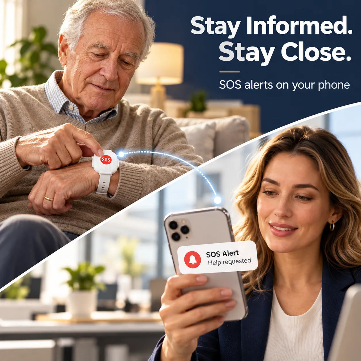 SafeLink™ Senior SOS Alert Bracelet – One-Press Emergency Guard & Instant Caregiver Alert System 🛡️
