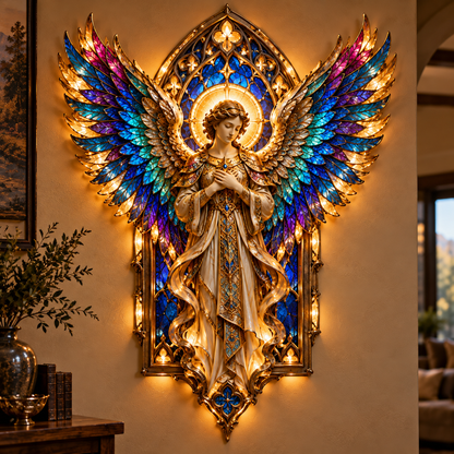 🙏✨ Rainbow-Winged Praying Angel Wall Light | A Little Heaven at Home