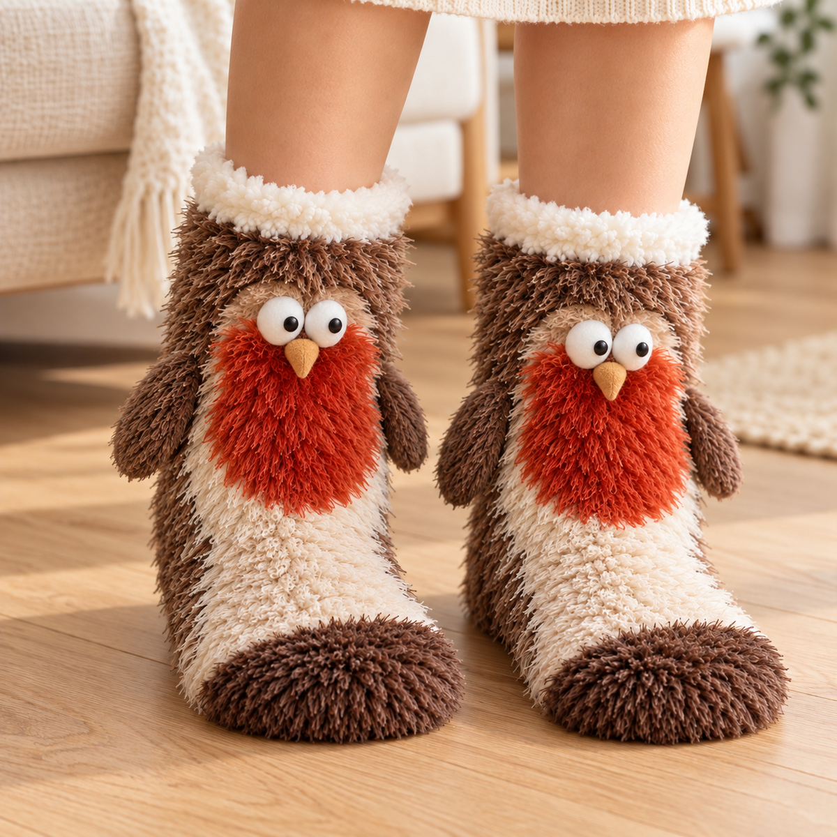🦊🐦🦦🦉 Fuzzy Critter Toes™ | 3D Animal Slipper Socks