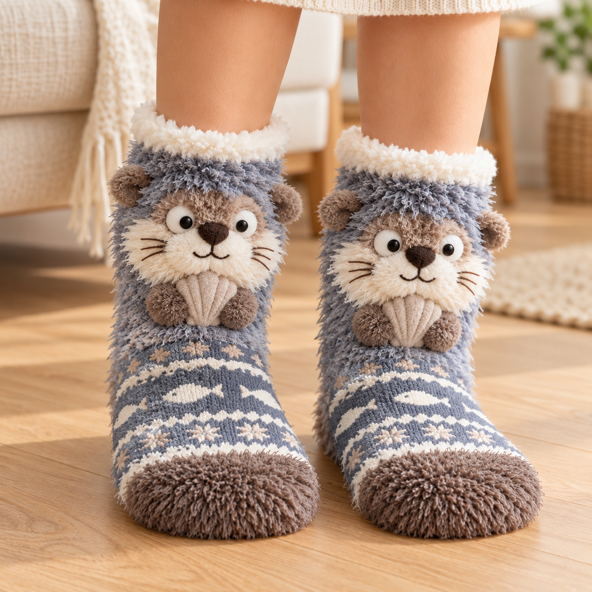 🦊🐦🦦🦉 Fuzzy Critter Toes™ | 3D Animal Slipper Socks