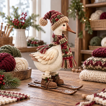 ⛷️🪿 Vintage Ski Goose – Cozy Christmas Figurine
