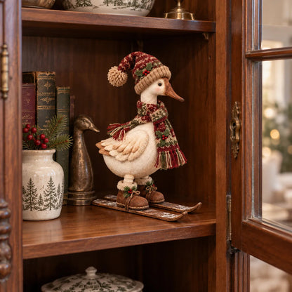 ⛷️🪿 Vintage Ski Goose – Cozy Christmas Figurine
