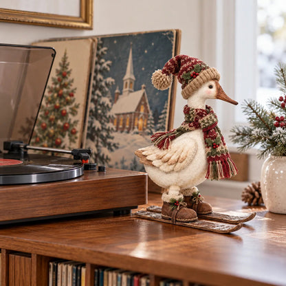 ⛷️🪿 Vintage Ski Goose – Cozy Christmas Figurine