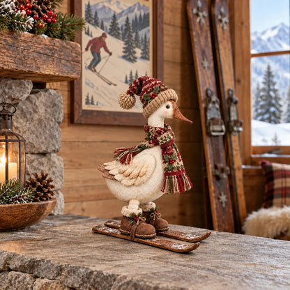 ⛷️🪿 Vintage Ski Goose – Cozy Christmas Figurine
