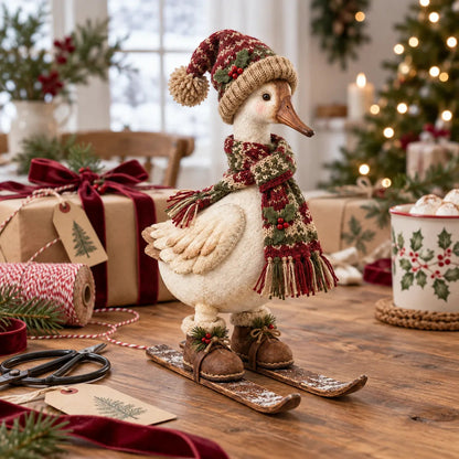 ⛷️🪿 Vintage Ski Goose – Cozy Christmas Figurine