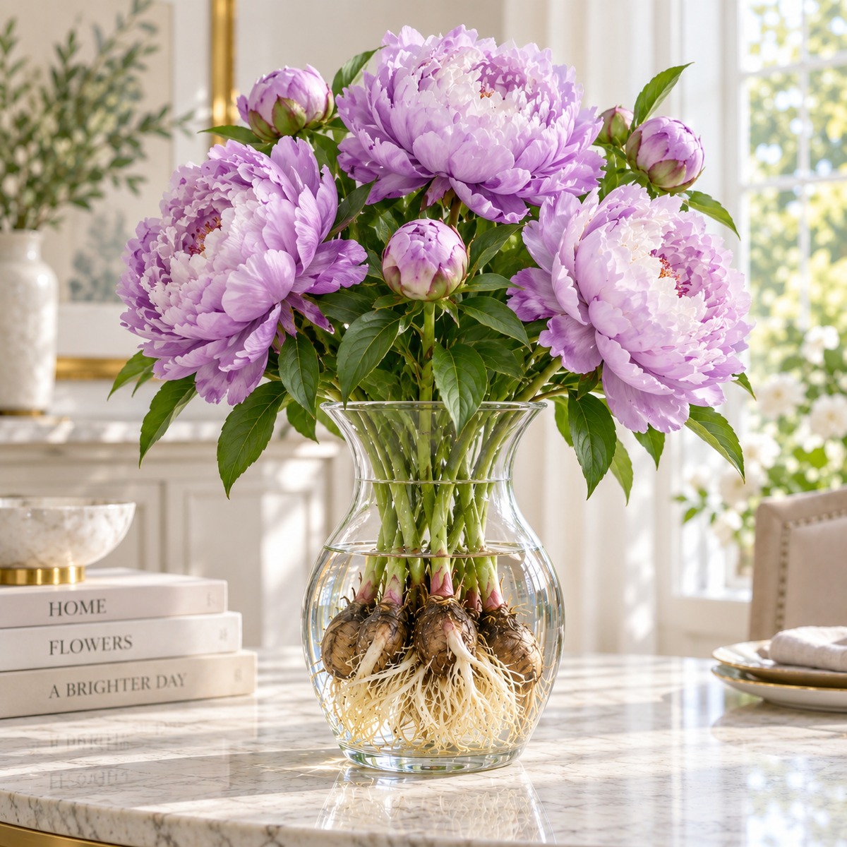 🌸✨ Bicolor Hydroponic Peony Bulbs — A Rare, Two-Toned Horticultural Gem