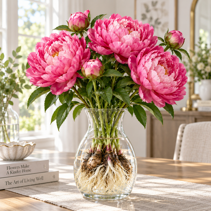 🌸✨ Bicolor Hydroponic Peony Bulbs — A Rare, Two-Toned Horticultural Gem