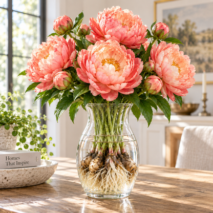 🌸✨ Bicolor Hydroponic Peony Bulbs — A Rare, Two-Toned Horticultural Gem