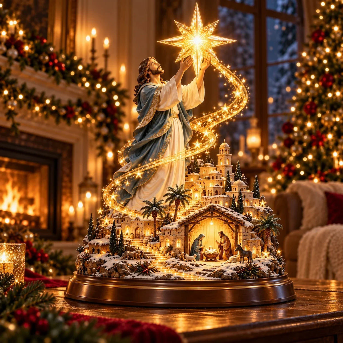 ⭐✨ Bethlehem Star Of Hope™ – Jesus Holding The Guiding Star Illuminated Christmas Nativity Scene