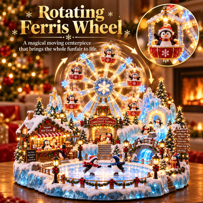 🔥Last Day 50% OFF 🎡🐧 Penguin Christmas Funfair™ – Animated Lighted Holiday Village