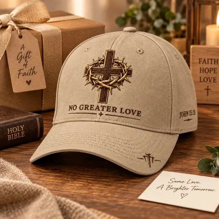 ✝️ John 15:13 No Greater Love Embroidered Christian Baseball Cap