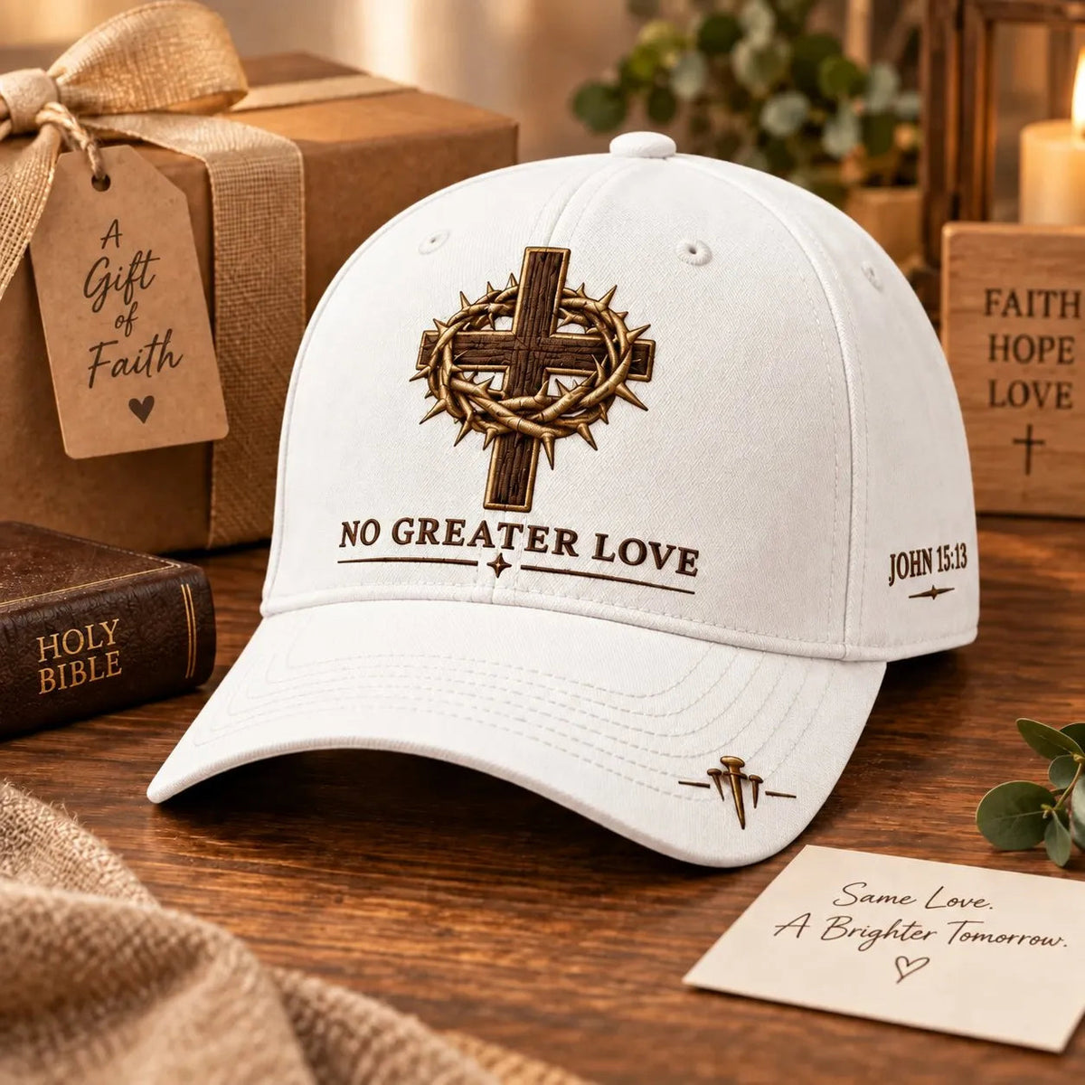 ✝️ John 15:13 No Greater Love Embroidered Christian Baseball Cap