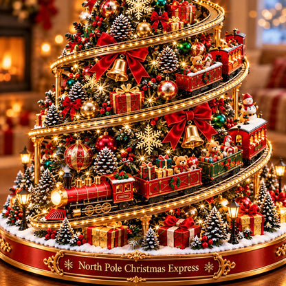 🎄 North Pole Christmas Express Tree | Lighted Spiral Train Display