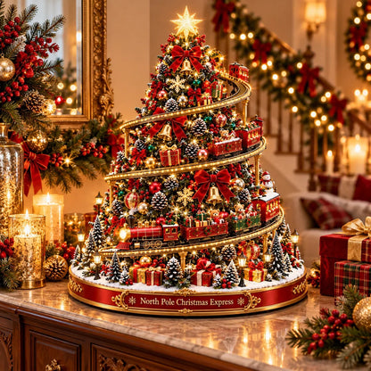 🚂✨ Christmas Express Tree | Lighted Spiral Train Display