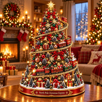 🚂✨ Christmas Express Tree | Lighted Spiral Train Display