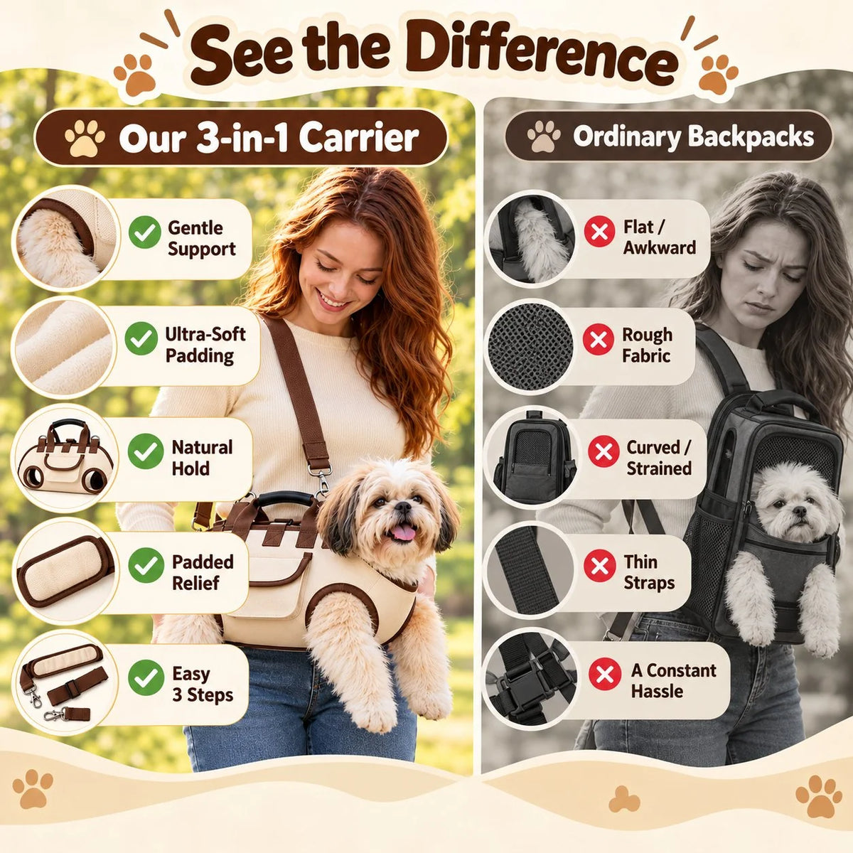 🔥 50% OFF – 😽Hands-Free Pet Sling & Harness Carrier 🐾🐶