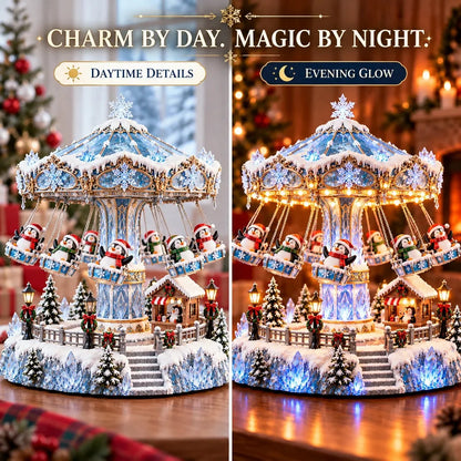 🎄 Christmas Sale 50% OFF! 🐧 Penguin Christmas Carousel – Rotating Winter Light Display