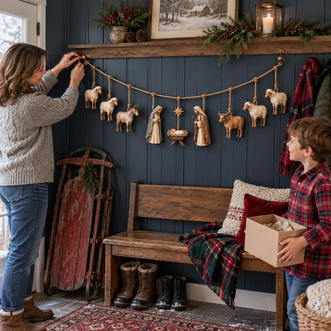 ✝️🎄 Wooden Nativity Garland | Handcrafted Christmas Faith Decor ✨