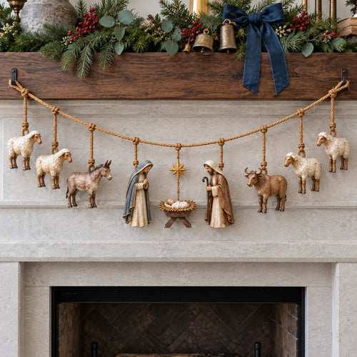 ✝️🎄 Wooden Nativity Garland | Handcrafted Christmas Faith Decor ✨