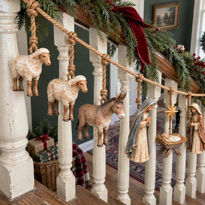 ✝️🎄 Wooden Nativity Garland | Handcrafted Christmas Faith Decor ✨
