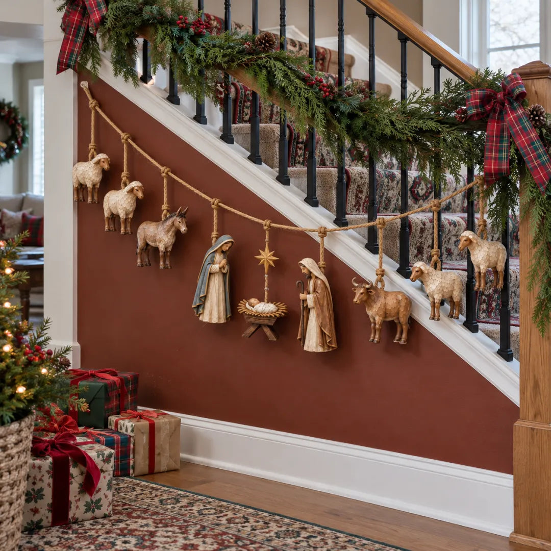 ✝️🎄 Wooden Nativity Garland | Handcrafted Christmas Faith Decor ✨