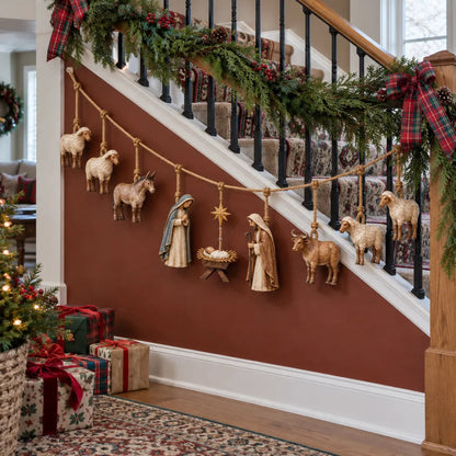✝️🎄 Wooden Nativity Garland | Handcrafted Christmas Faith Decor ✨