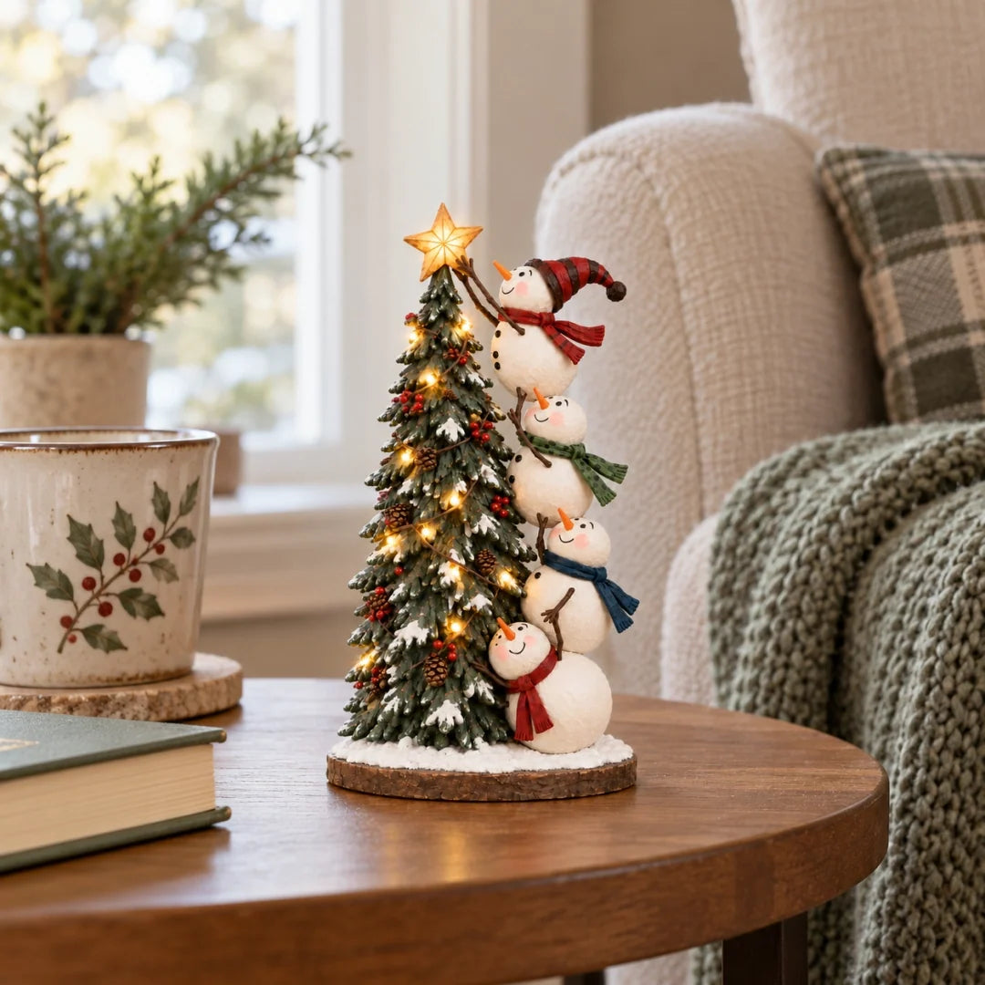 ⛄⭐ Snowman Wishes™ – Four Snowmen Lighted Christmas Tree Decoration 🎄✨