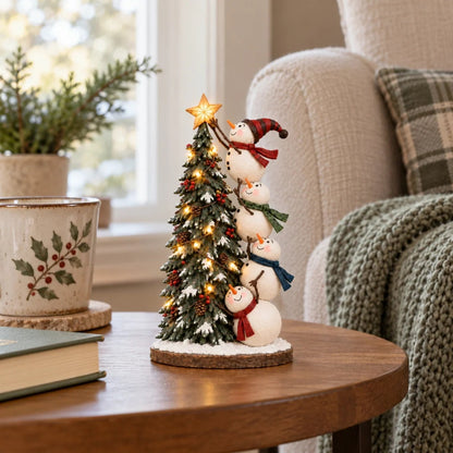 ⛄⭐ Snowman Wishes™ – Four Snowmen Lighted Christmas Tree Decoration 🎄✨