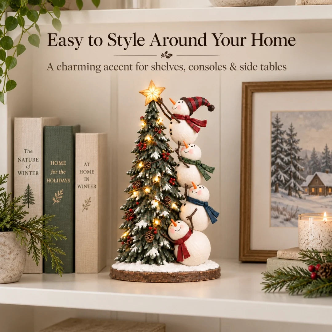 ⛄⭐ Snowman Wishes™ – Four Snowmen Lighted Christmas Tree Decoration 🎄✨