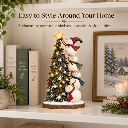 ⛄⭐ Snowman Wishes™ – Four Snowmen Lighted Christmas Tree Decoration 🎄✨