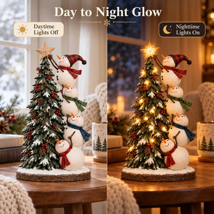 ⛄⭐ Snowman Wishes™ – Four Snowmen Lighted Christmas Tree Decoration 🎄✨