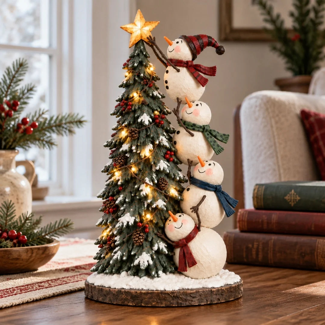⛄⭐ Snowman Wishes™ – Four Snowmen Lighted Christmas Tree Decoration 🎄✨