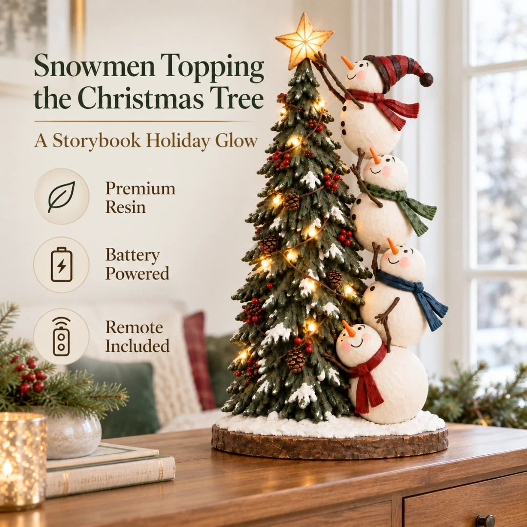 ⛄⭐ Snowman Wishes™ – Four Snowmen Lighted Christmas Tree Decoration 🎄✨