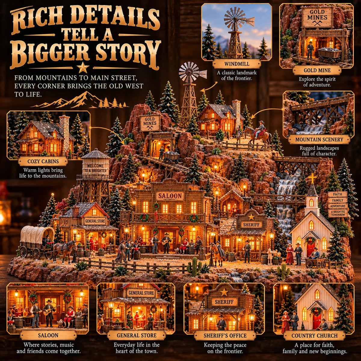 🤠✨ Frontier After Dark | Lighted Old West Village