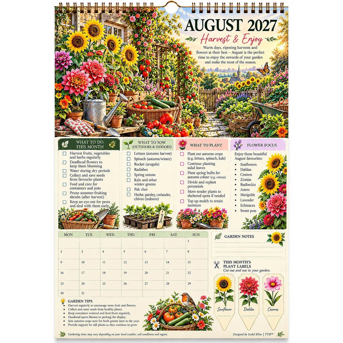 🌿 2027 Four Seasons Garden Planner – Planting Guide, Monthly Tasks & Plant Labels