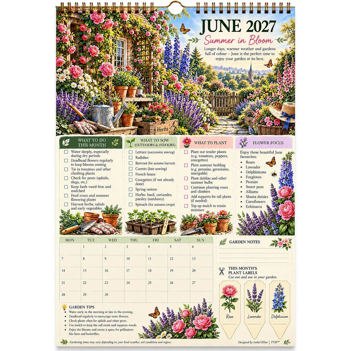 🌿 2027 Four Seasons Garden Planner – Planting Guide, Monthly Tasks & Plant Labels