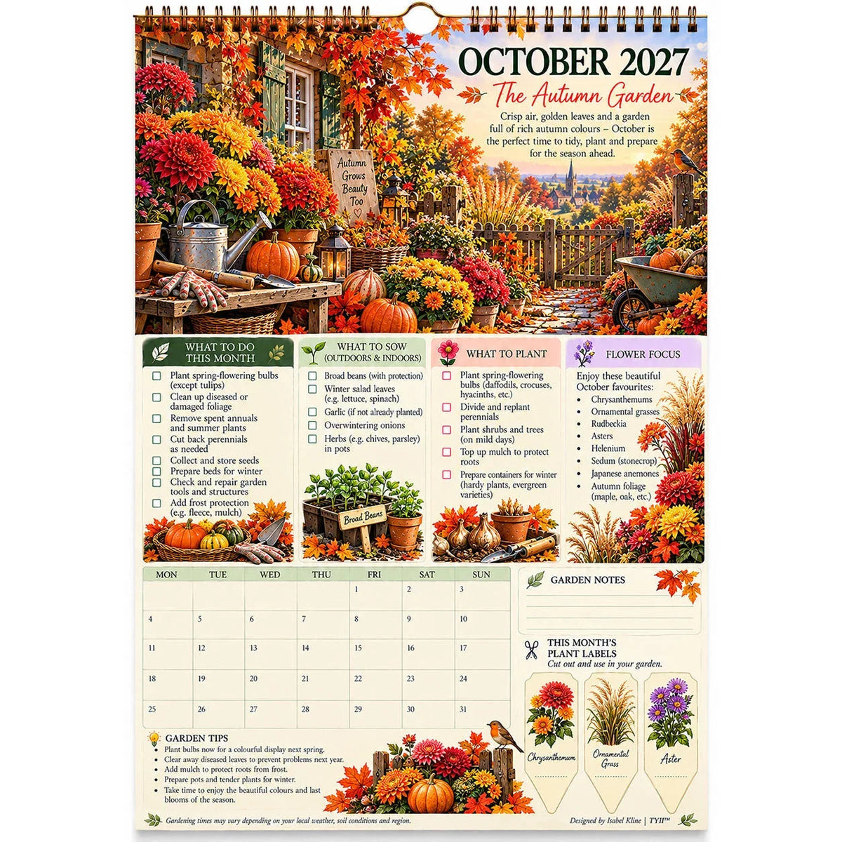 🌿 2027 Four Seasons Garden Planner – Planting Guide, Monthly Tasks & Plant Labels