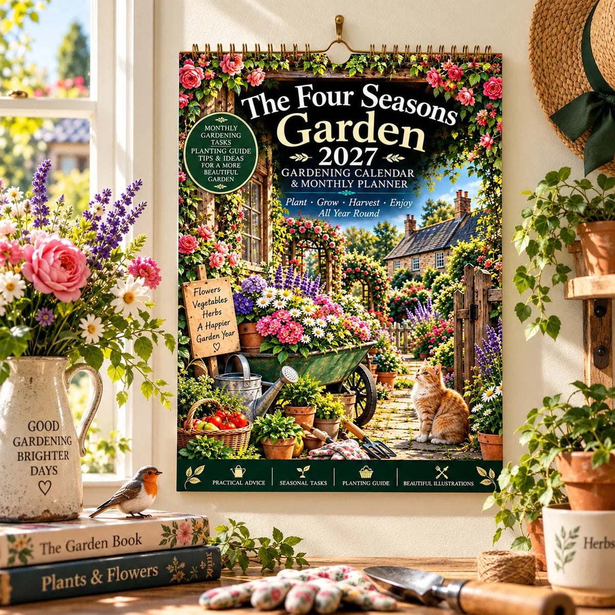 🌿 2027 Four Seasons Garden Planner – Planting Guide, Monthly Tasks & Plant Labels