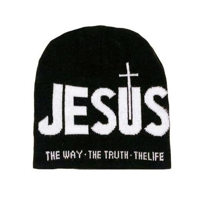 🖤 Y2K Heart & Cross Beanie | Jacquard Knit Streetwear Cap