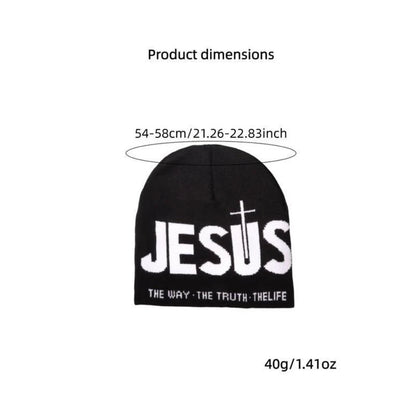 🖤 Y2K Heart & Cross Beanie | Jacquard Knit Streetwear Cap