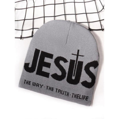 🖤 Y2K Heart & Cross Beanie | Jacquard Knit Streetwear Cap