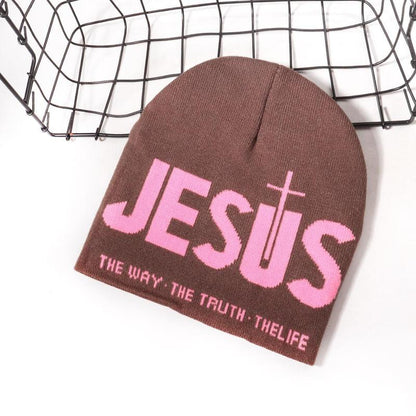 🖤 Y2K Heart & Cross Beanie | Jacquard Knit Streetwear Cap