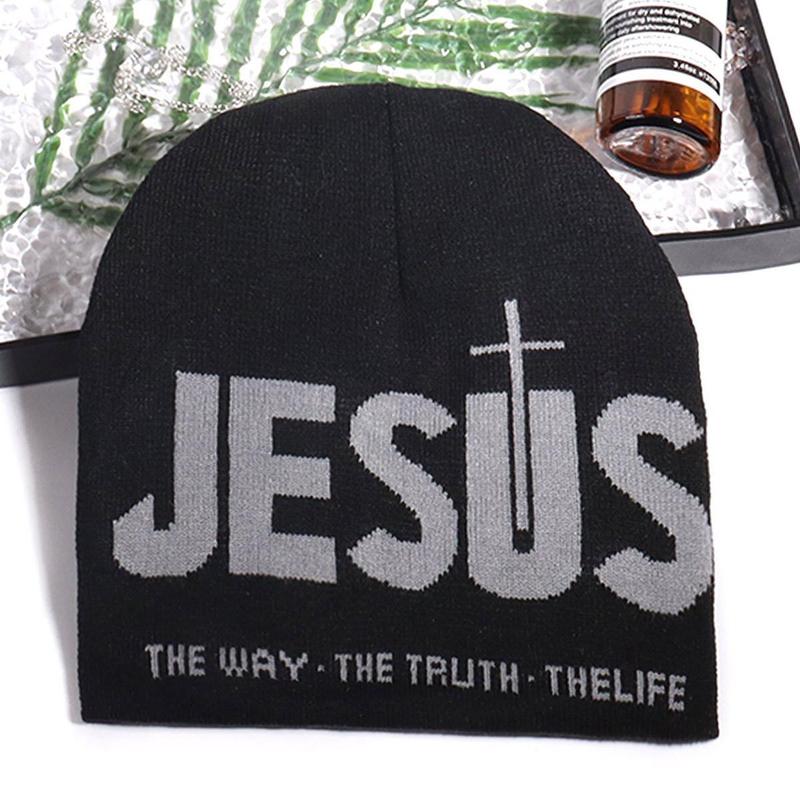 🖤 Y2K Heart & Cross Beanie | Jacquard Knit Streetwear Cap