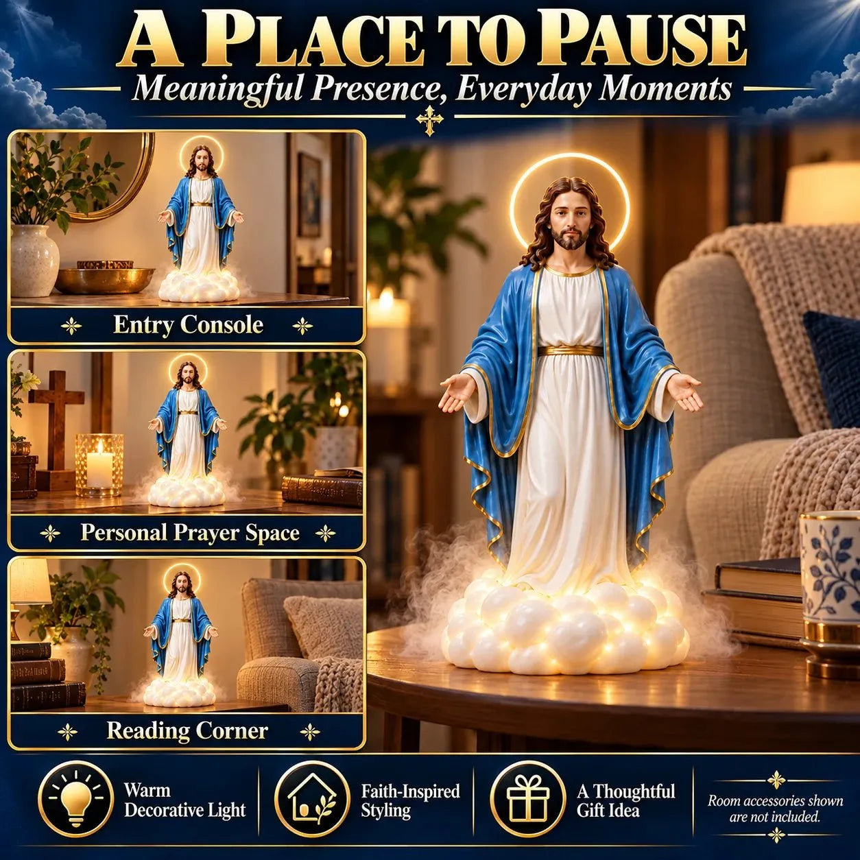 Holy Mist humidifier displayed in prayer space, reading corner and entryway
