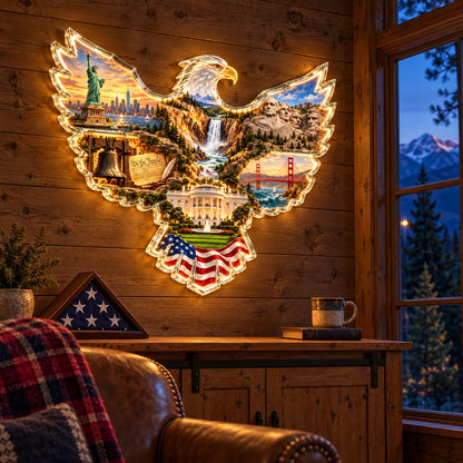 🦅🇺🇸 American Heritage Eagle – Lighted Landmark Wall Art