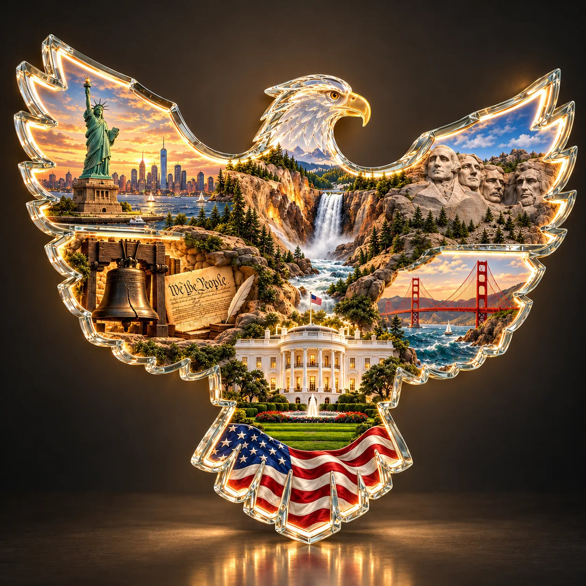 American Heritage Lighted Eagle Wall Art