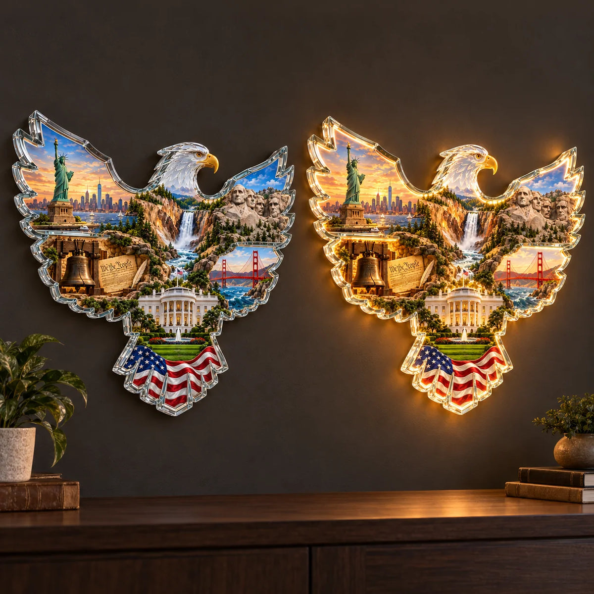 🦅🇺🇸 American Heritage Eagle – Lighted Landmark Wall Art